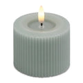 Wax green stripe Fia LED flameless candle 3 x 2.5 inch with timer for transitional home decor from Magnolias Home Decor