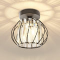 Flush Mount Ceiling Light, Black Modern Crystal Semi  Cage Design - [lohasled]