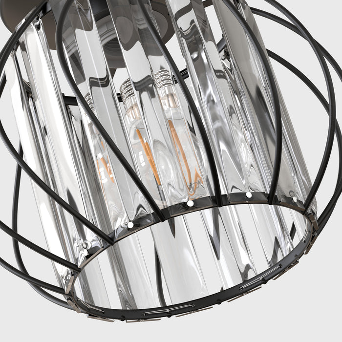 Flush Mount Ceiling Light, Black Modern Crystal Semi  Cage Design - [lohasled]