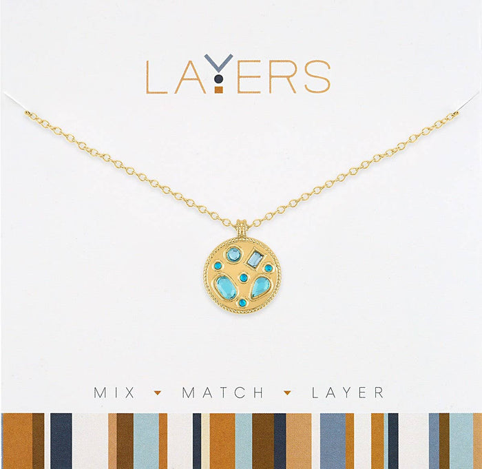 Gold Aquamarine Gemstones Necklace
