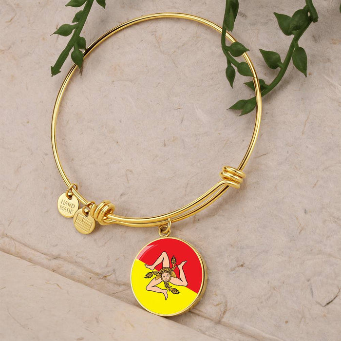 Gold Sicilian Flag With Circle Charm Bangle