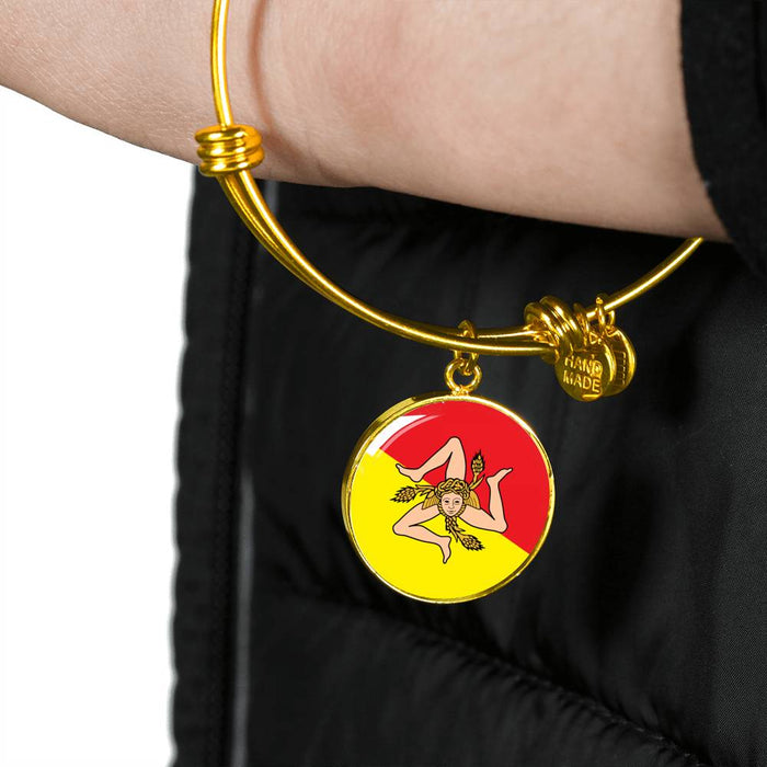 Gold Sicilian Flag With Circle Charm Bangle