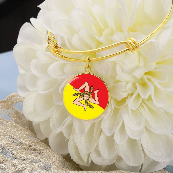 Gold Sicilian Flag With Circle Charm Bangle