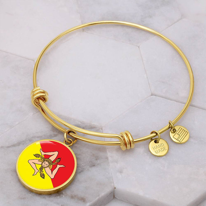 Gold Sicilian Flag With Circle Charm Bangle