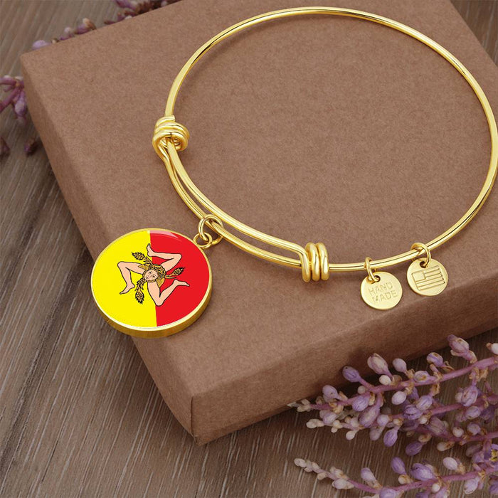 Gold Sicilian Flag With Circle Charm Bangle