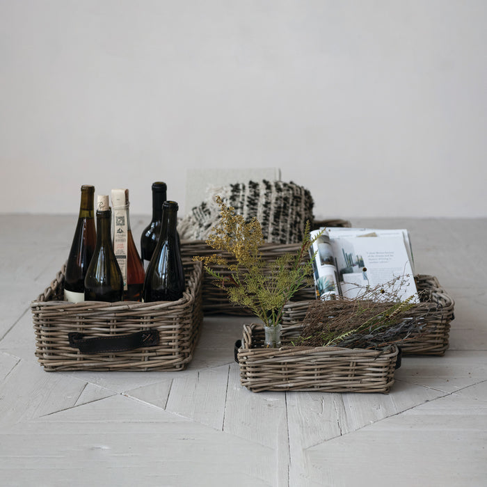 Hand-Woven Rattan Nesting Baskets - 2 Sizes
