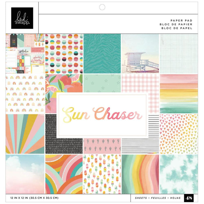 Heidi Swapp - Sun Chaser - Single-Sided Paper Pad 12"X12" - 48/Pkg. Available at Embellish Away located in Bowmanville Ontario Canada.