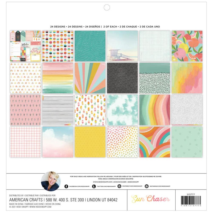 Heidi Swapp - Sun Chaser - Single-Sided Paper Pad 12"X12" - 48/Pkg. Available at Embellish Away located in Bowmanville Ontario Canada.