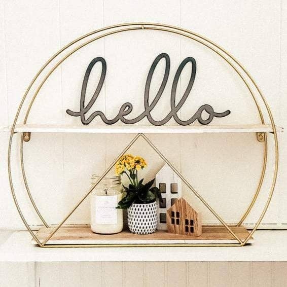 Hello Script Steel Wall Decor
