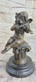 High quality little boy angel playing violin bronze sculpture Hot cast Figurine