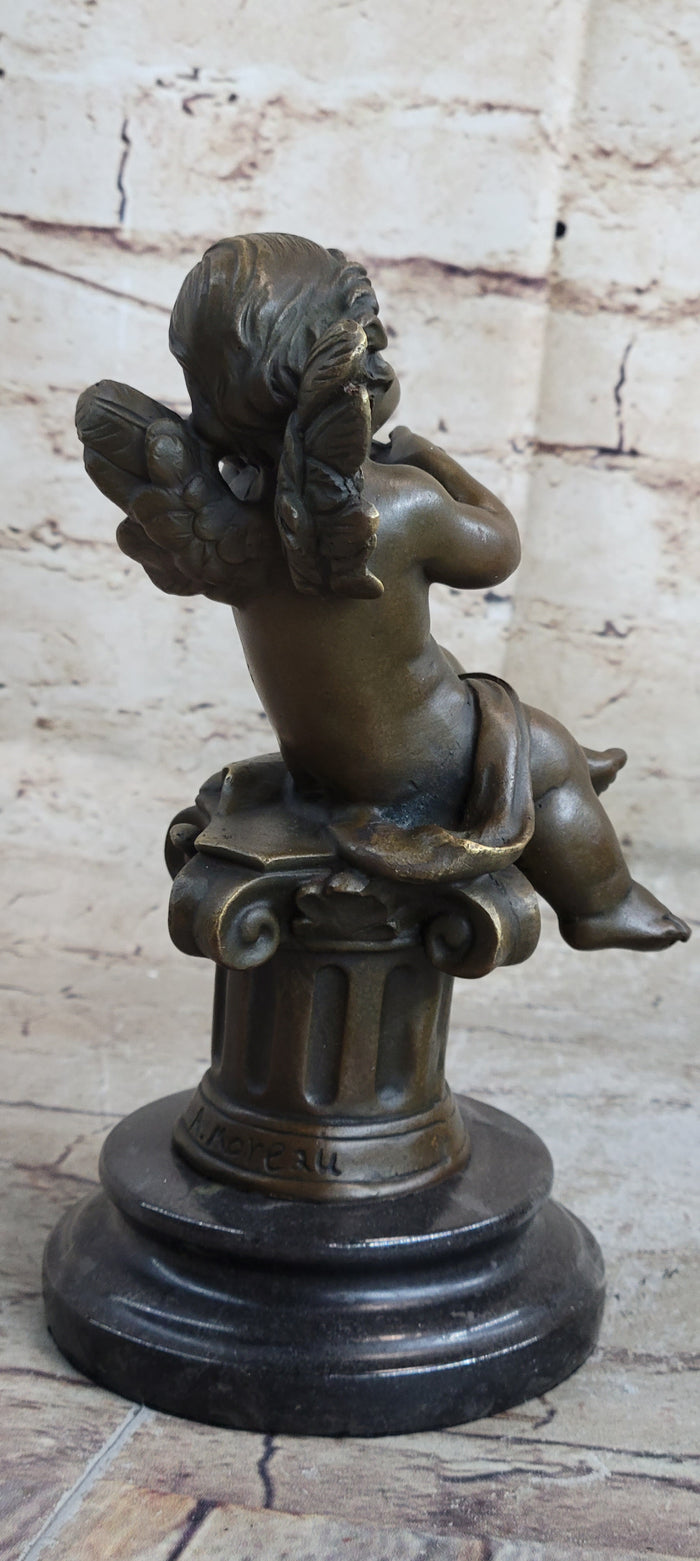 High quality little boy angel playing violin bronze sculpture Hot cast Figurine