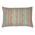 Cushion featuring vibrant yet casual pink and blues stripes on the front and back. Made from pure linen.
