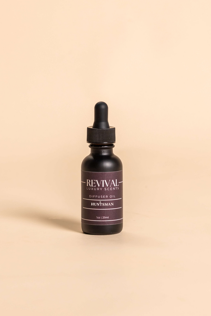 Revival Huntsman diffuser oil leather tobacco cedar home fragrance gift from Magnolias Home Decor