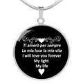 I Will Love You Forever with Circle Pendant Necklace in Gold & Stainless Steel