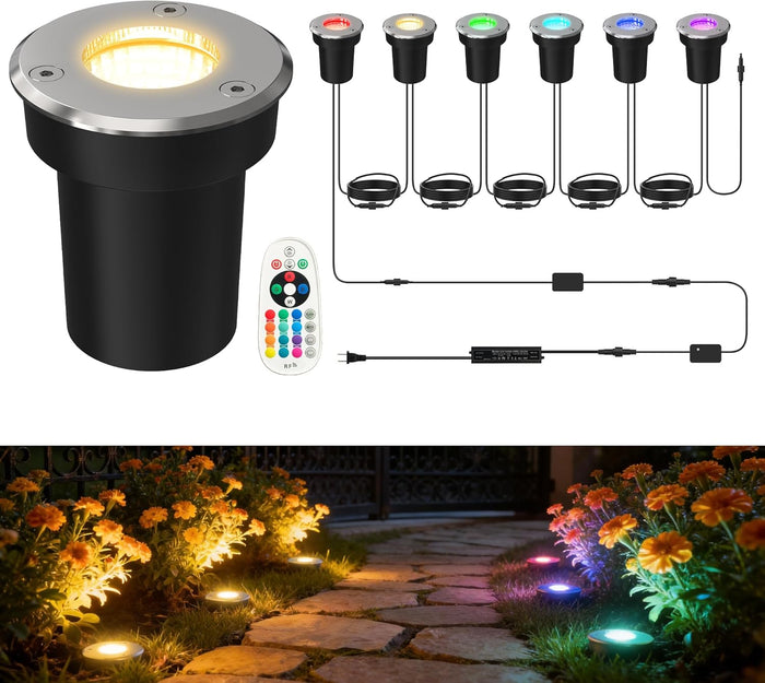 In-Ground Lights with Remote Control, RGB Modes - [lohasled]