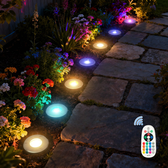 In-Ground Lights with Remote Control, RGB Modes - [lohasled]