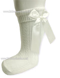 Infants Ribbed Knee Length Socks W/Stitched Bow: S41-C - Kidswholesale.co.uk