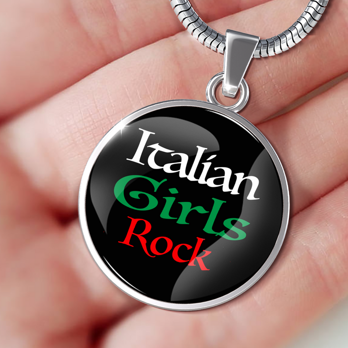 Italian Girls Rock With Black Circle Pendant Necklace