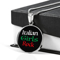 Italian Girls Rock With Black Circle Pendant Necklace