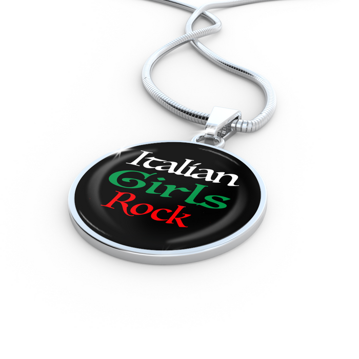 Italian Girls Rock With Black Circle Pendant Necklace