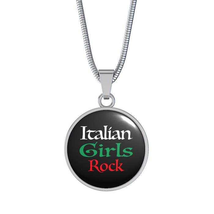 Italian Girls Rock With Black Circle Pendant Necklace