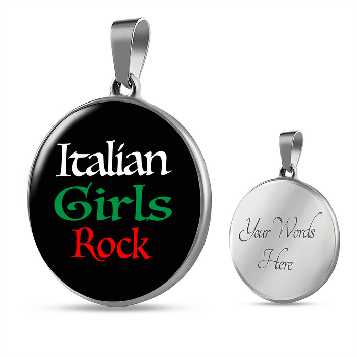 Italian Girls Rock With Black Circle Pendant Necklace