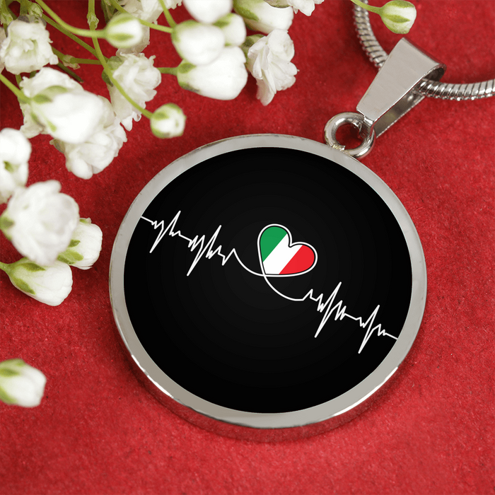 Italian Lifeline With Circle Pendant Necklace