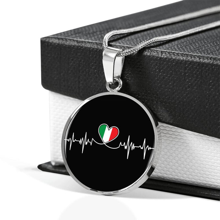 Italian Lifeline With Circle Pendant Necklace