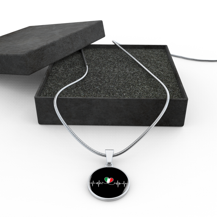 Italian Lifeline With Circle Pendant Necklace