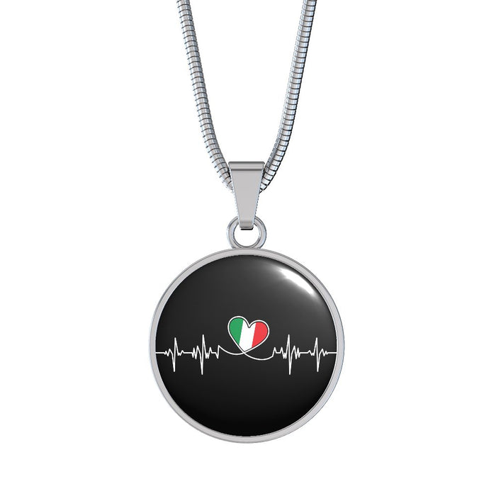 Italian Lifeline With Circle Pendant Necklace