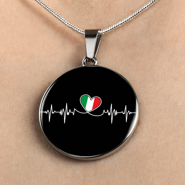 Italian Lifeline With Circle Pendant Necklace