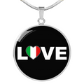 Italian Love With Black Circle Pendant Necklace in Gold & Stainless Steel