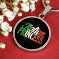 Italian Princess With Black Circle Pendant Necklace
