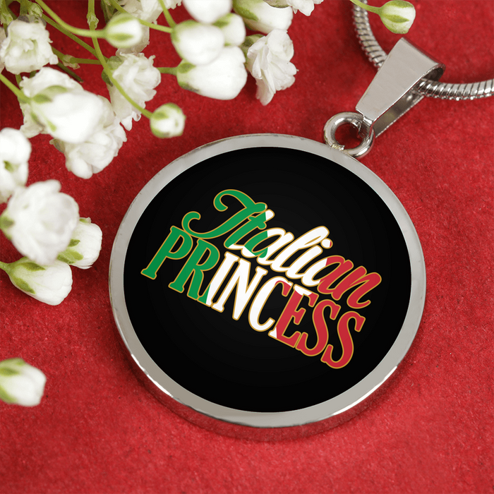 Italian Princess With Black Circle Pendant Necklace