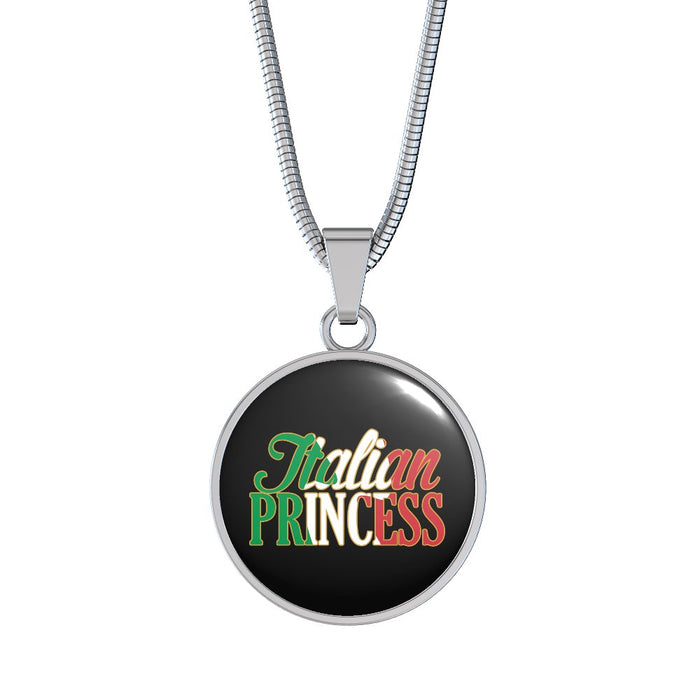 Italian Princess With Black Circle Pendant Necklace
