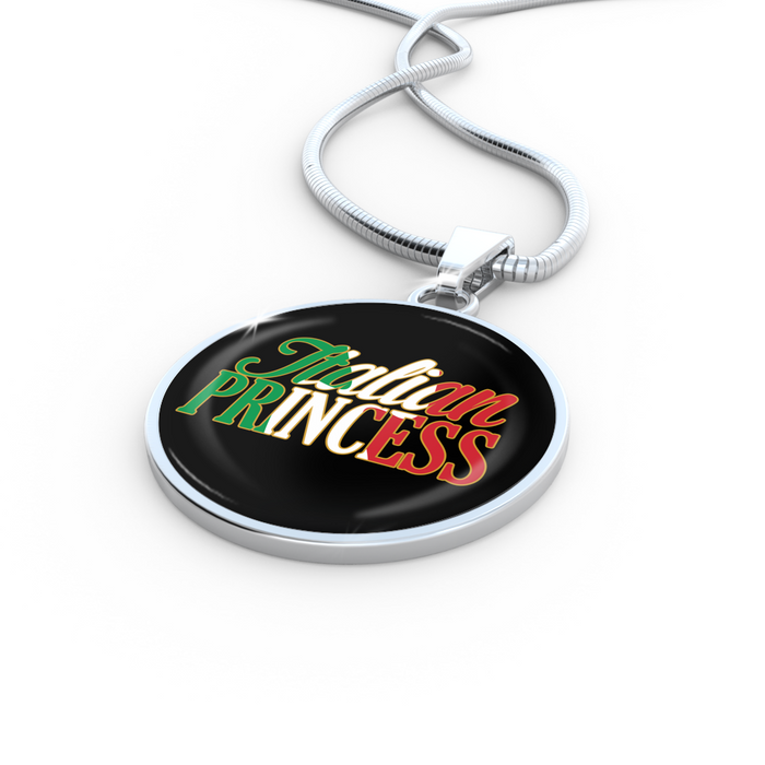 Italian Princess With Black Circle Pendant Necklace