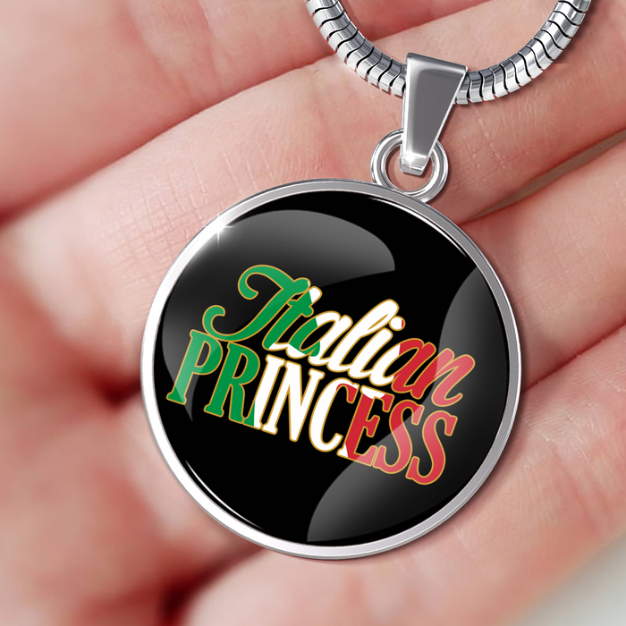 Italian Princess With Black Circle Pendant Necklace