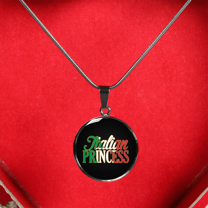 Italian Princess With Black Circle Pendant Necklace