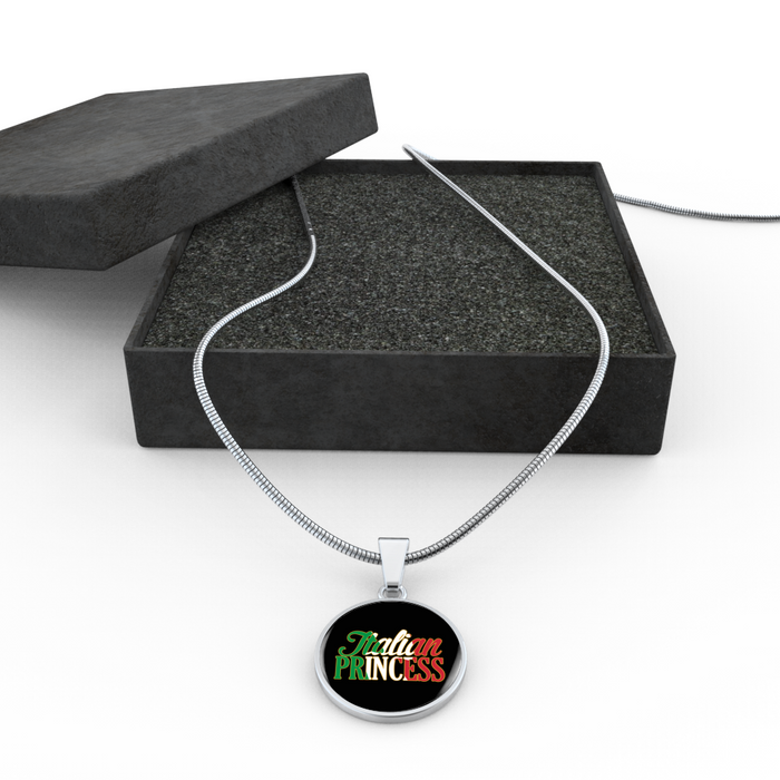 Italian Princess With Black Circle Pendant Necklace
