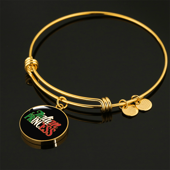 Italian Princess with Circle Charm Bangle in Gold & Stainless Steel