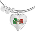 Italian Princess with Transparent Heart Charm Bangle in Gold & Stainless Steel
