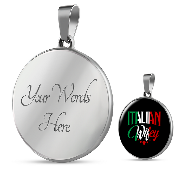 Italian Wifey With Circle Pendant Necklace