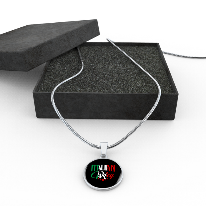 Italian Wifey With Circle Pendant Necklace