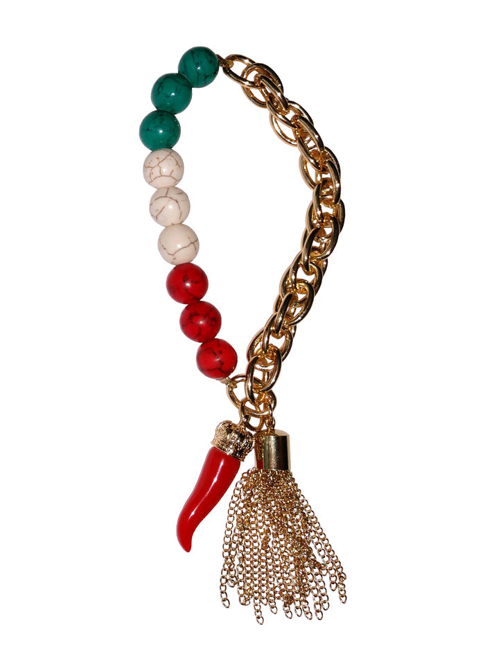 Italy Themed Gold Stone Beaded Bracelet