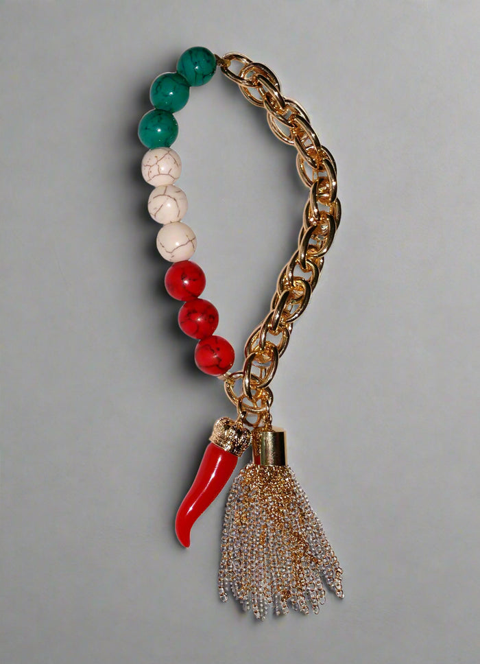Italy Themed Gold Stone Beaded Bracelet