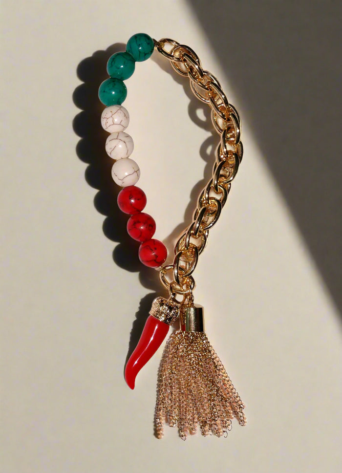 Italy Themed Gold Stone Beaded Bracelet