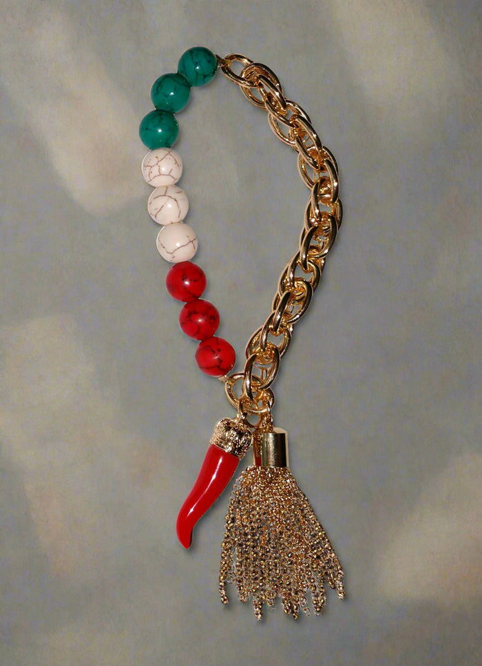 Italy Themed Gold Stone Beaded Bracelet