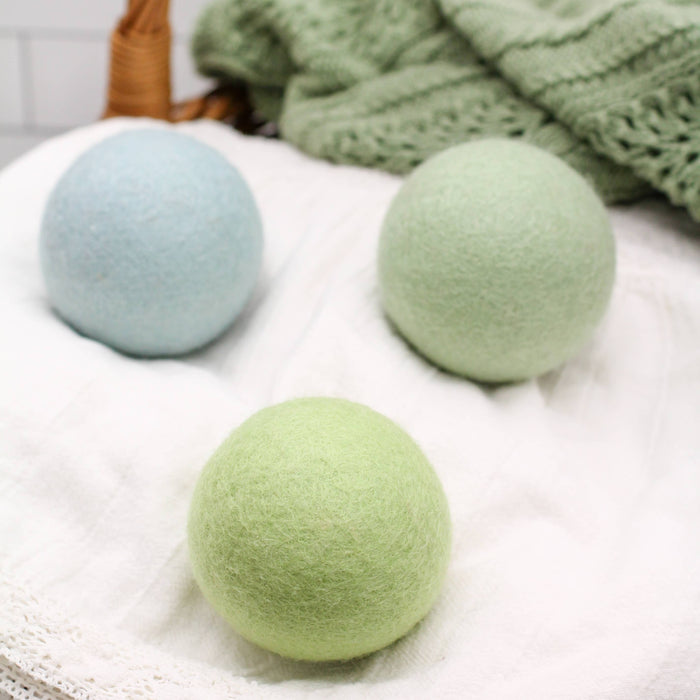 Jade ombre green trio eco wool dryer ball set of 3 for laundry gift from Magnolias Home Decor