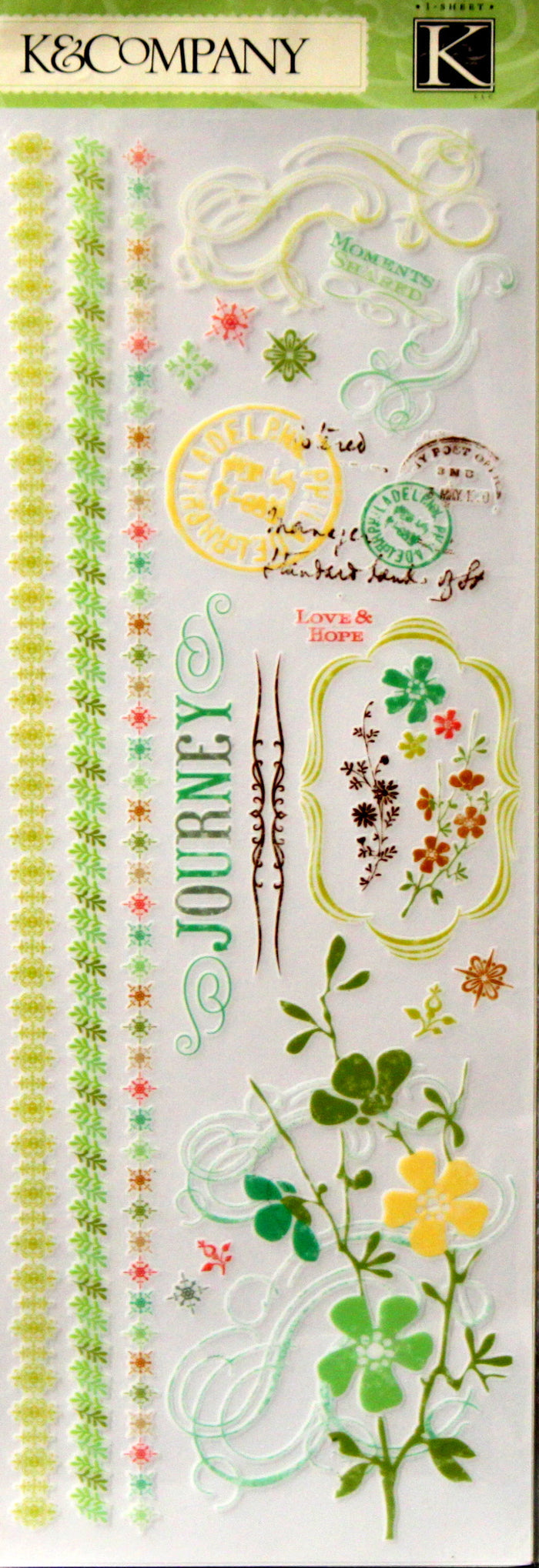 K & Company Roam Borders & Filigree Transfer Rub-Ons - SCRAPBOOKFARE