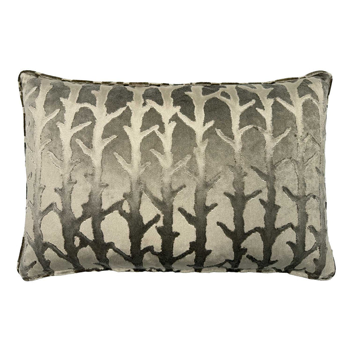Back of Linwood cushion in Kari Fawn. Overhead view of the reverse side, made in matching fabric.
